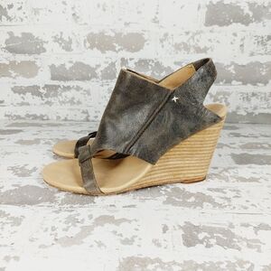 Koolaburra Distressed Olive Open-Toe Wedge Sandal